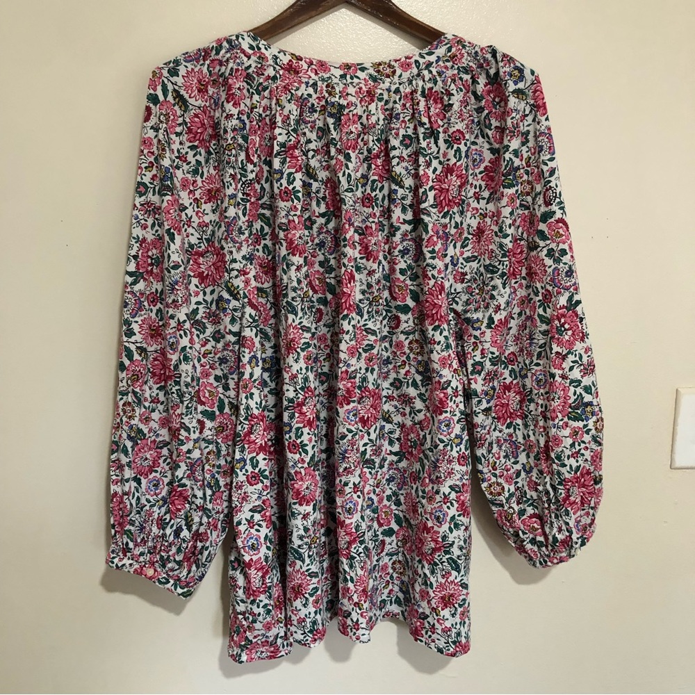 Womens Bohemian Floral V Neck Front tie puff sleeve Blouse. Size XXL. - Picture 2 of 12